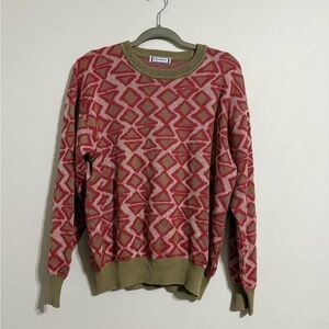 Vintage YVES SAINT LAURENT paris all-over print long sleeve‎ knit sweater size M